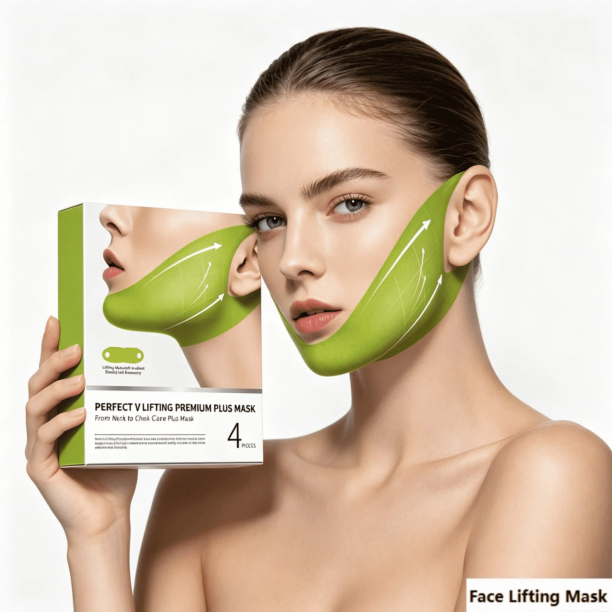 Tightening Chin Double Chin Face Mask, Cactus Collagen Ear Hook Bandage, Long-Lasting Lifting and Shaping, Nylon Fabric and Water Gel