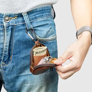 Vintage PU key storage bag with zipper design , suitable for home and office keys, durable synthetic leather - elegant choice for Valentine's Day, Christmas, Mother's Day, birthday gifts, daily key holders