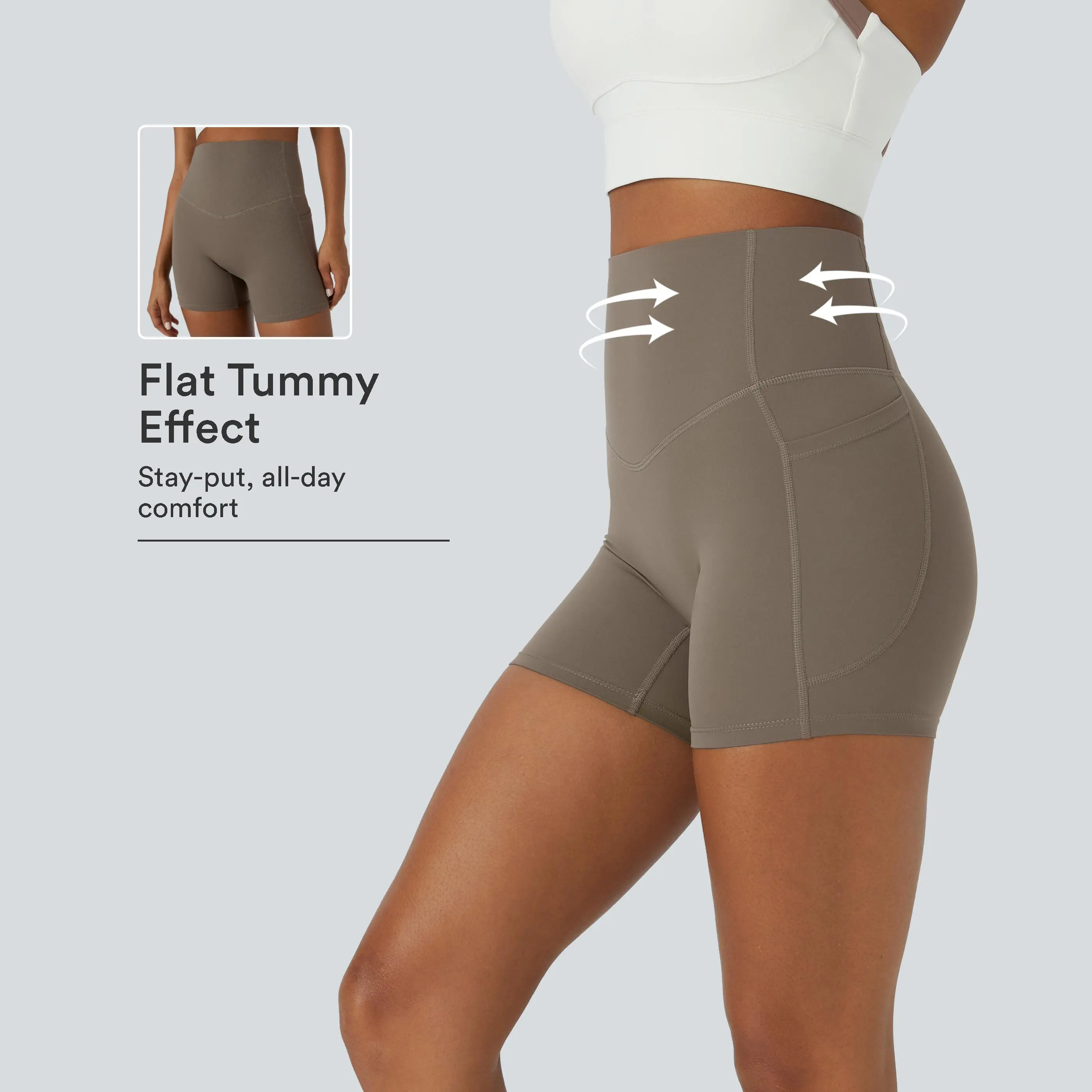 Halara UltraSculpt™ SoCinched High Waisted Tummy Control Side Pocket Shaping Training Biker Shorts 5''