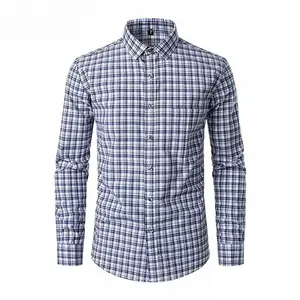 Men's Gingham Plaid Slim Fit Long Sleeve Button Down Dress Shirt, Lightweight Classic Casual Formal Menswear, Stylish Versatile Top for Business, Daily Wear & Birthday Occasions