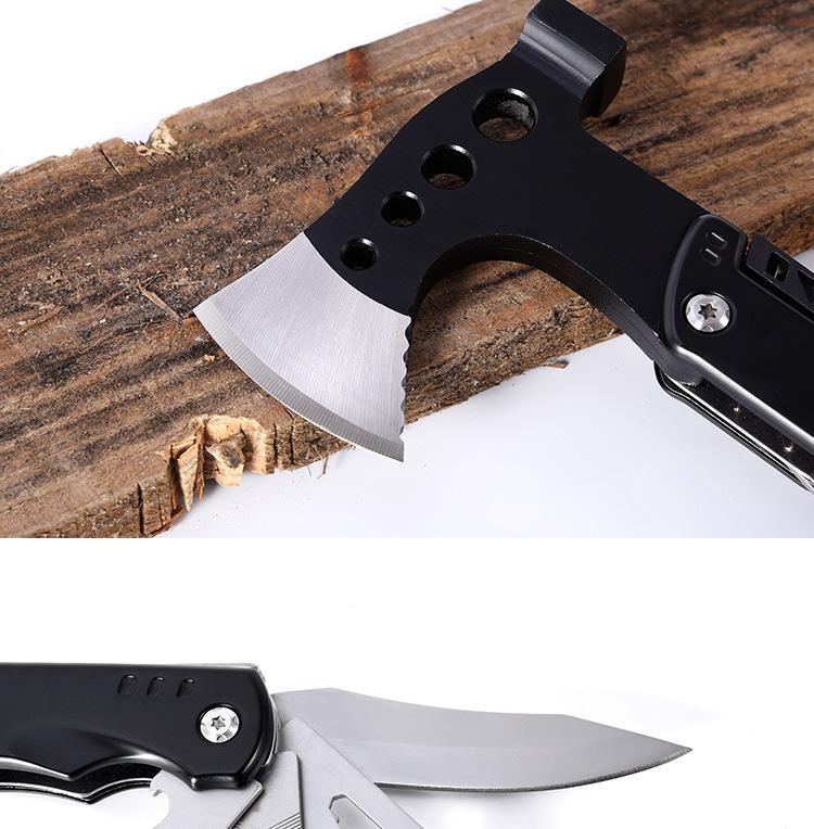 Multifunctional Folding Axe-Hammer Outdoor Camping Survival Tool Tactical Axe Portable Fire Axe with Knife and Pliers Emergency Equipment