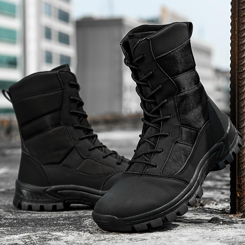 High-Top All-Season Tactical Boots for Men & Women, Durable PU Upper, Breathable Fabric Inner, Slip-Resistant TPR Sole, Round Toe Military & Hiking Boots Sport Outdoor