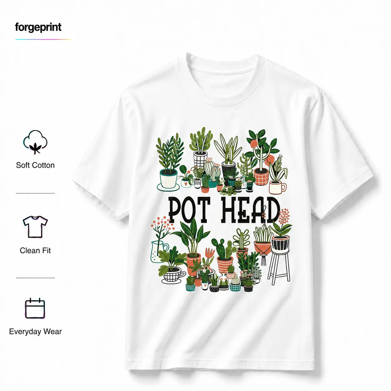 100% Cotton Plant Lover And Gardener: Pot Head Succulent Short Sleeve T-Shirt Breathable Crewneck