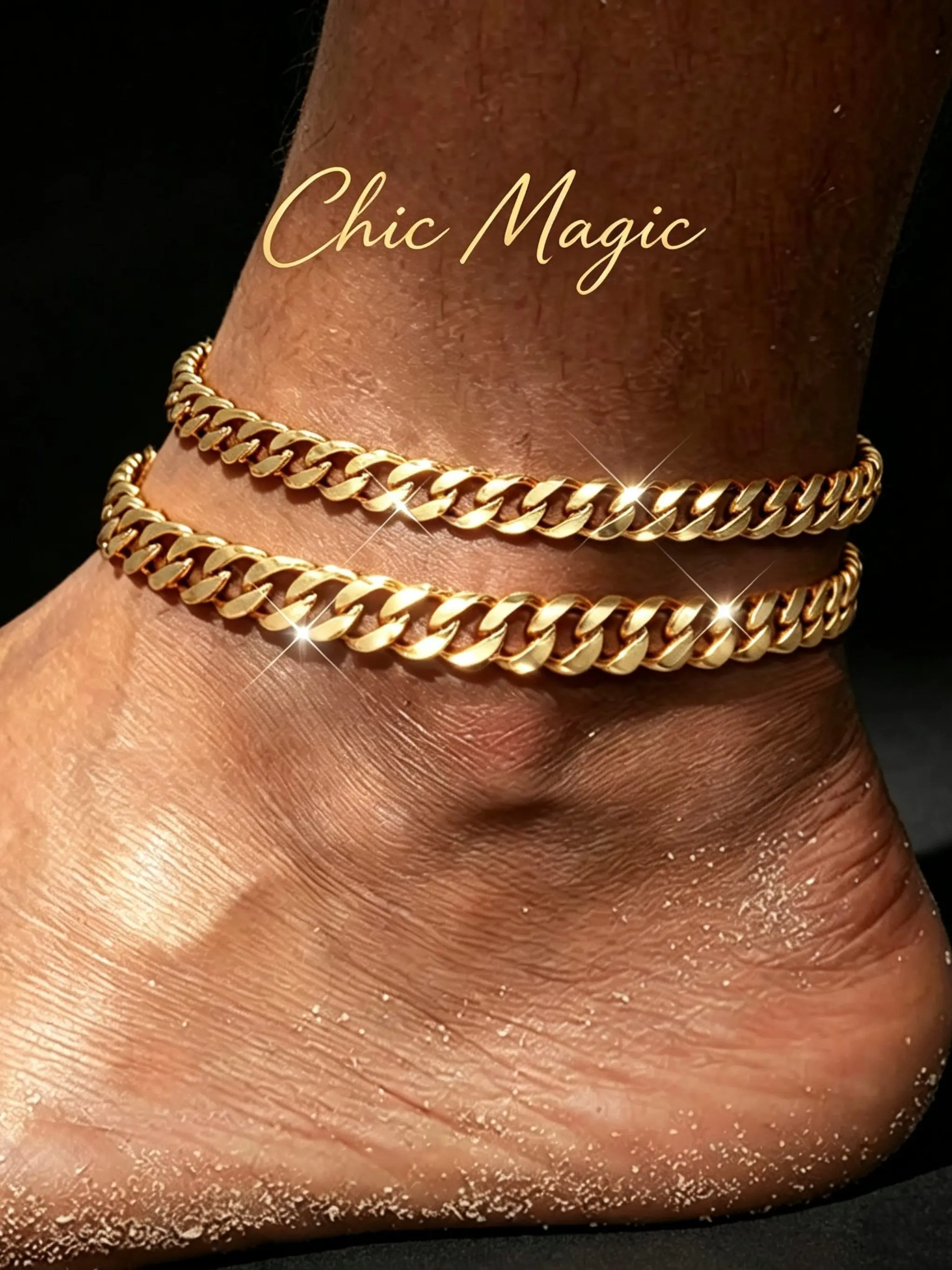 Chunky Cuban Link Chain Anklet for Women, Waterproof Adjustable, Fashionable Elegant Jewelry, Summer Beach Vacation Gift, Boho Style, Cuban Link Anklets, Bohemian Anklet
