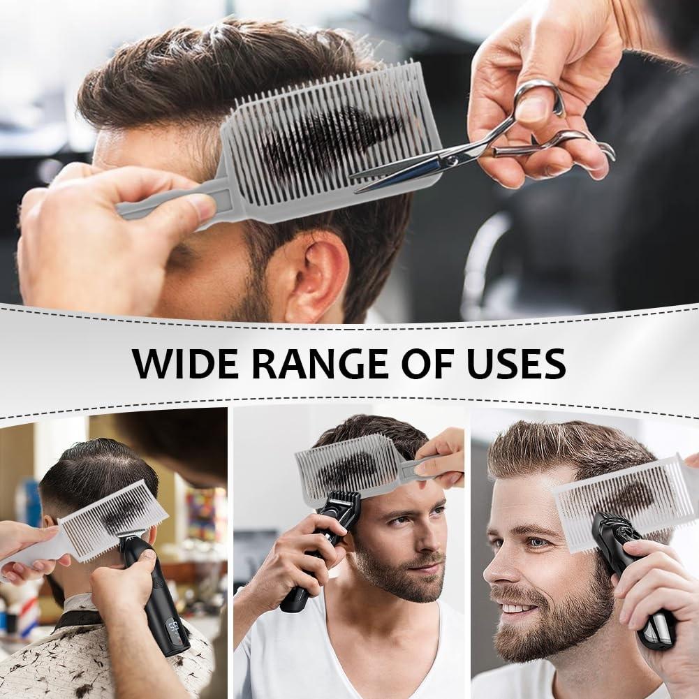 Hair Styling Tool Set, 4 Counts/set Hair Trimming Guide Comb & Adjustable Silicone Hair Band, Professional Hair Styling Tool for Salon & Barber Shop, Heatless, Hair Cutting Accessories