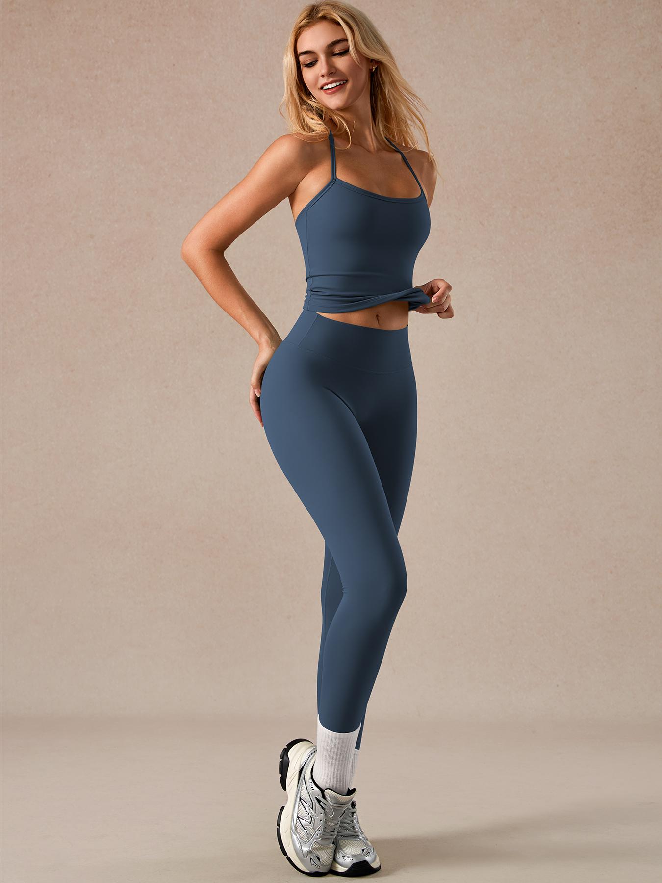 2 Piece Women's Tank Top and High Waist Pants Set, Removable Padding and Breathable Design for Yoga and Fitness, Tight-Fitting Outdoor Sport Gym Yoga Outfit, Yoga Gym Outfits