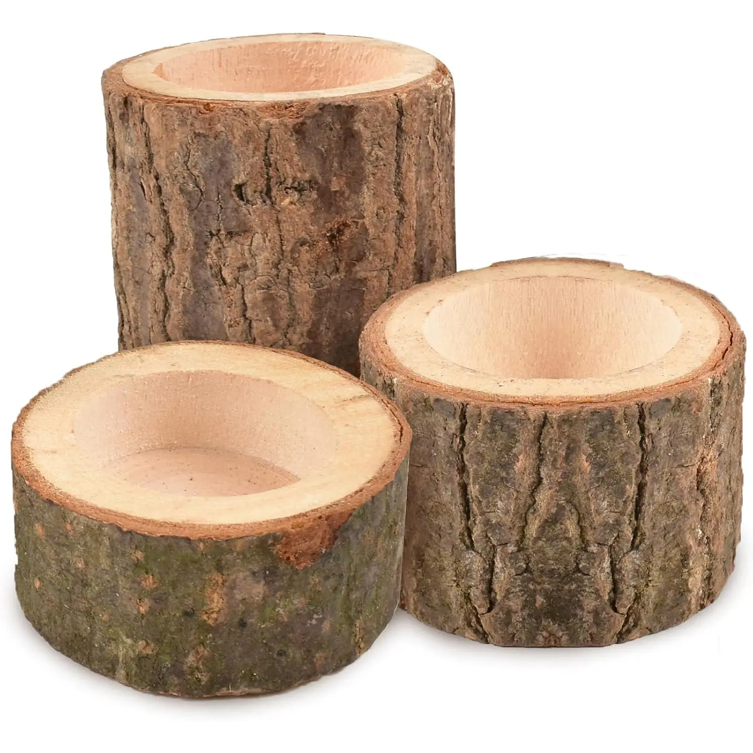 Light Candle Holders, Personalized Wooden Votive Tealight Holder for Wedding Party Birthday Holiday Set of 3 (1",1.7",2.8")