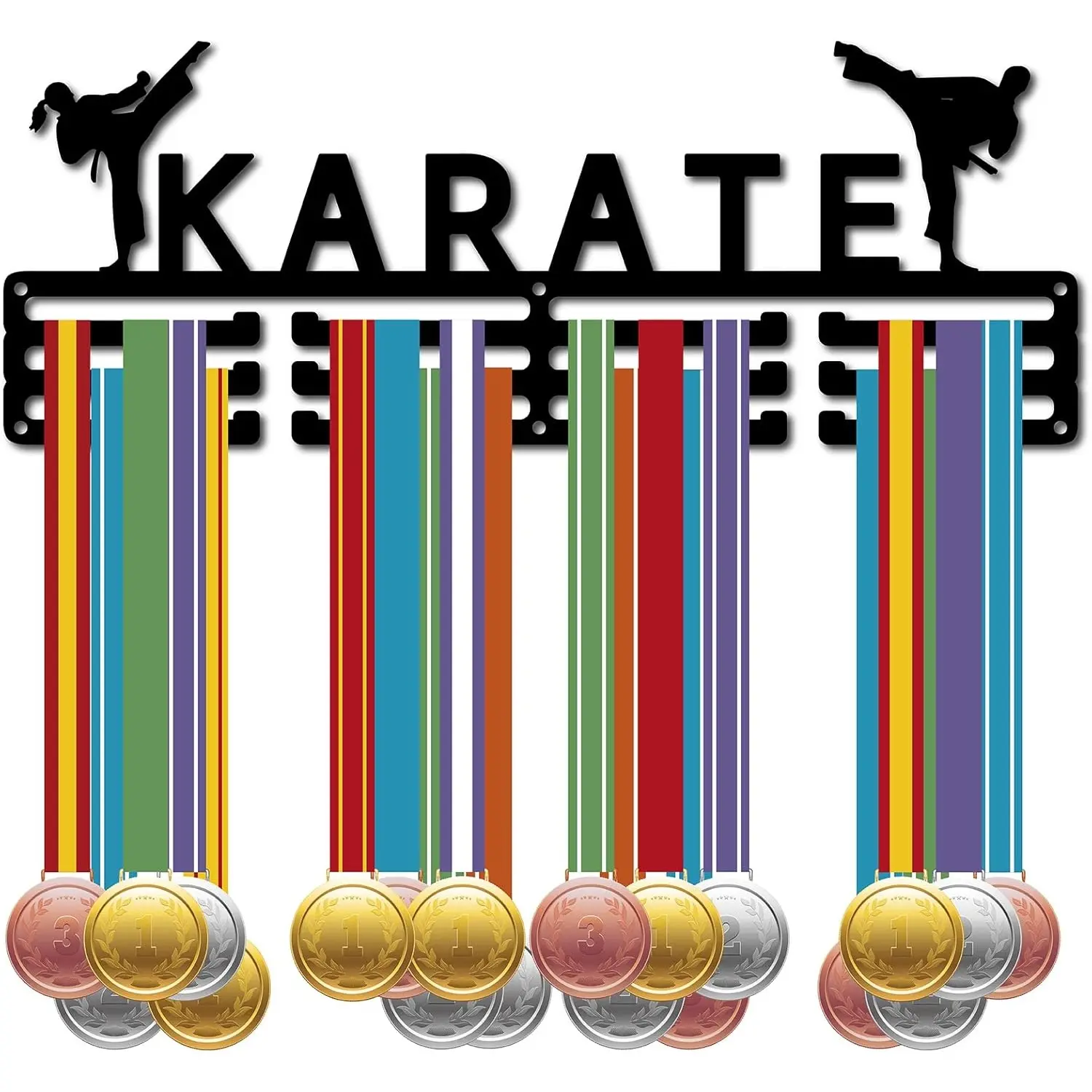 Medal Hanger Display Medal Holder Sport Rack Award Metal Lanyard Holder Sturdy Wall Mounted Swimmer Runner Athletes Players Gymnastics Gift Over 60 Medals 15.7 x 5.9 Inch