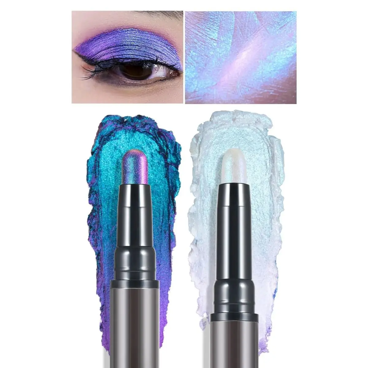 2-in-1 Duochrome Eyeshadow Stick, Waterproof & Vegan Cream Formula, Long-Lasting Shimmer Eyeshadow & Highlighter for a Quick Makeup Routine, Cosmetic, Eye Makeup Products, Alt Makeup