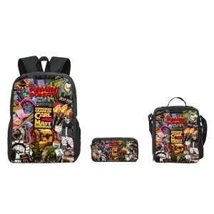 Character Art 3-Piece Backpack Set for Teens, Dungeon Crawler Carl Animated Graphic Laptop Bag with Lunch Bag & Pencil Case for School, Animated Graphic Backpacks, Character Art Backpacks