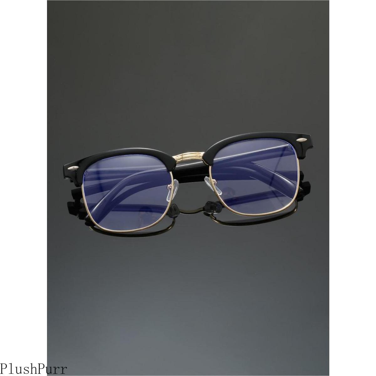 Anti-Blue Light Square Full Frame Eyeglasses - Unisex Basic Fashion Style, Ideal for Work & Daily Outfit Decor