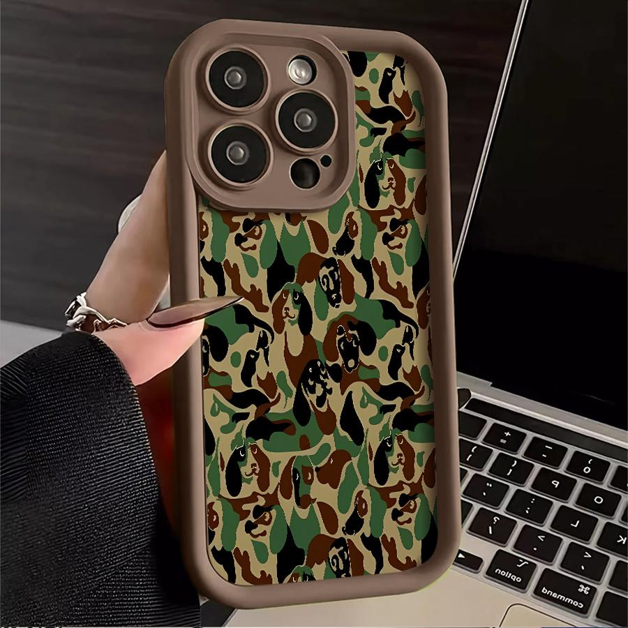 Phone Case - 1pc Camo Dog Pattern Phone Case Suitable for Apple iPhone 17 E Air Pro ProMax iPhone16 15 14 Plus 13 12 Mini 11 X XS XR Antidrop Softshell Shock Proof All Inclusive Lens Protection Funky Fashion Can Be