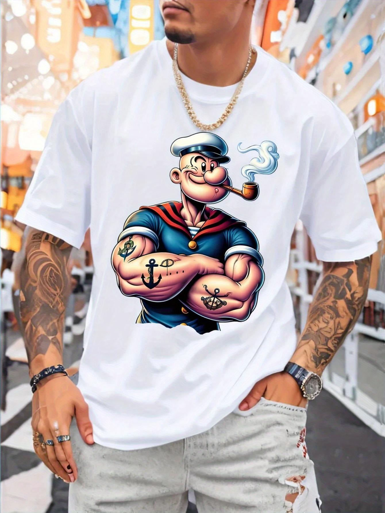 Men's Heavyweight Pirate Graphic T-Shirt - Oversized Loose Fit Round Neck Short Sleeve, Bold Nautical Design with Pirate Ship & Treasure Chest Print, Breathable All-Season Casual & Themed Party Wear, Machine Washable (Ideal for Pirate Costumes )