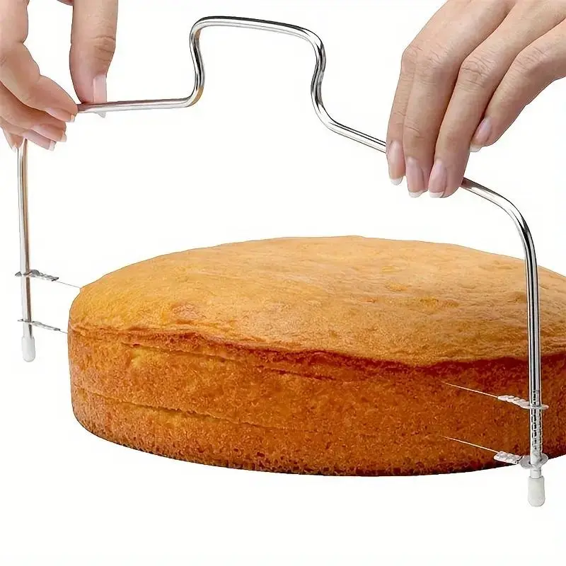Adjustable Cake Slicer, 1 Count Double Line Cake Slicer, DIY Cake Cutting Tool with Slot Mark, Baking Accessories for Even Cake Layers
