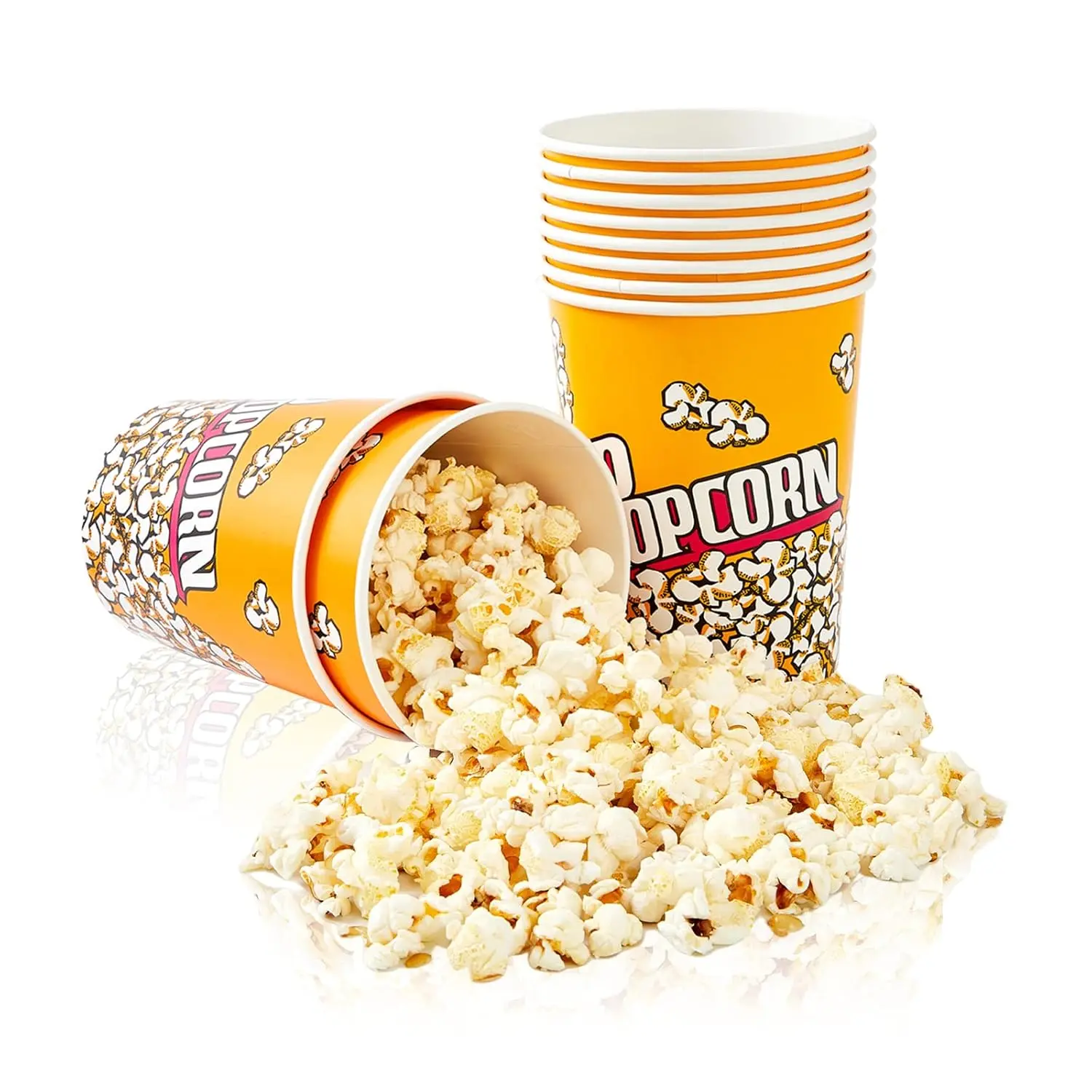 Popcorn Buckets Disposable 32oz Retro Style Paper Leak Proof Popcorn Containers Bowls for Family Movie Night & Party - 10 Pack