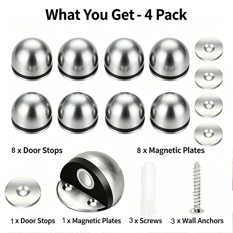 8 Piece Enhanced Magnetic Door Latches, High-Strength Stainless Steel, Industrial & Commercial Use, Durable Full Metal Construction