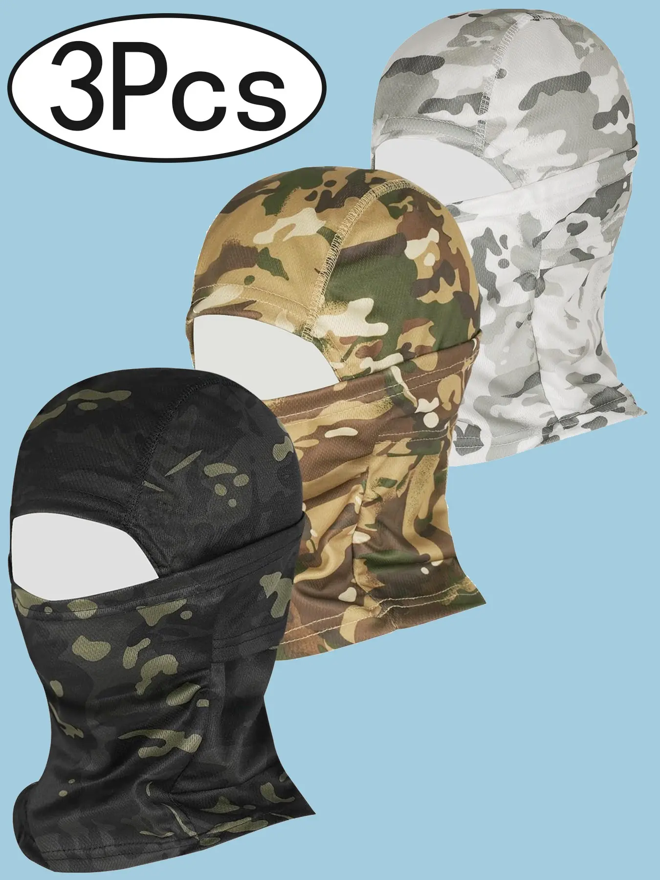 3 Pcs Ski Mask for Men Women, Balaclava Face Cover, Shiesty Mask Sun Protector Lightweight for Motorcycle Snowboard Balaclava Mask Sun Protection Hood, Full Head Mask for Men and Women, Sporty Style for Hunting Fishing, All Seasons Wearable