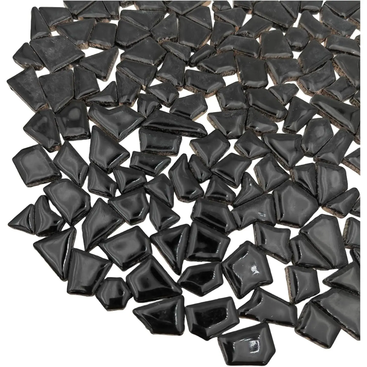 200g Ceramic Mosaic Tiles for Crafts,Irregular Stained Ceramic 0.2"x0.8" Porcelain Mosaic Tiles for Home Decoration (Black)