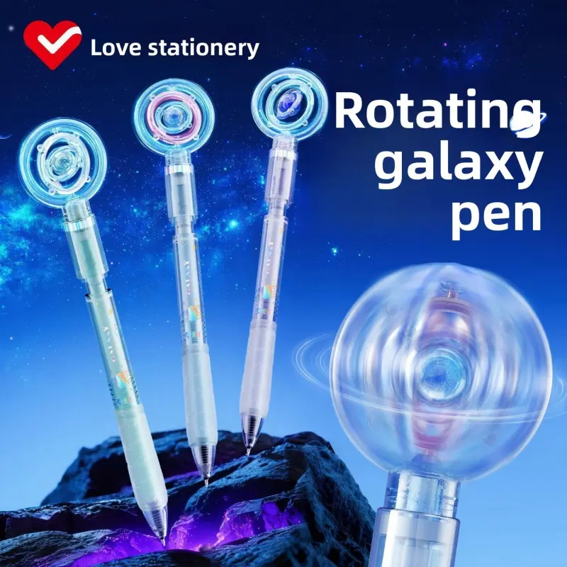 Rotation Galaxy ST Clicking Neutral Pen Smooth 0.5 Brush Pen Butterfly Pen Student ST Head for Boys and Girls Stress-Relief Study Tool Fashion Stationery, Suitable for Office Party Gifts and Classroom Prizes