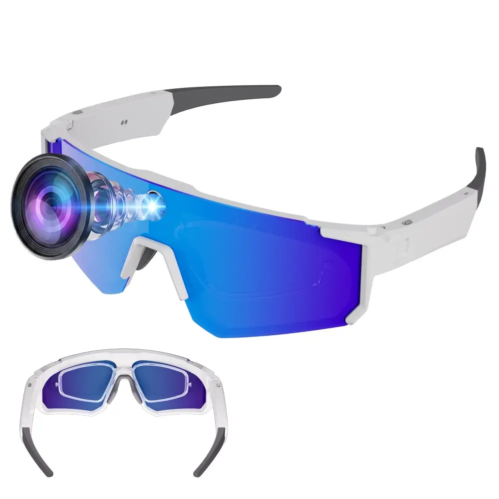 Sport Smart Glasses, with 8MP Camera, Video Recording,4GB Memory Build-in (No SD Card Needed), Build-in Myopia Inner Frame,Bluetooth Call ,Music Control ,AI Translation, 260Mah Battery, IP64 Waterproof