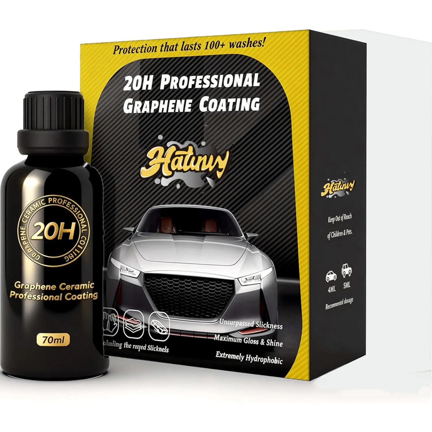 20H Graphene Ceramic Coating for Cars 70ml Professional Ceramic Coating High Gloss Finish Hydrophobic Scratch Protection