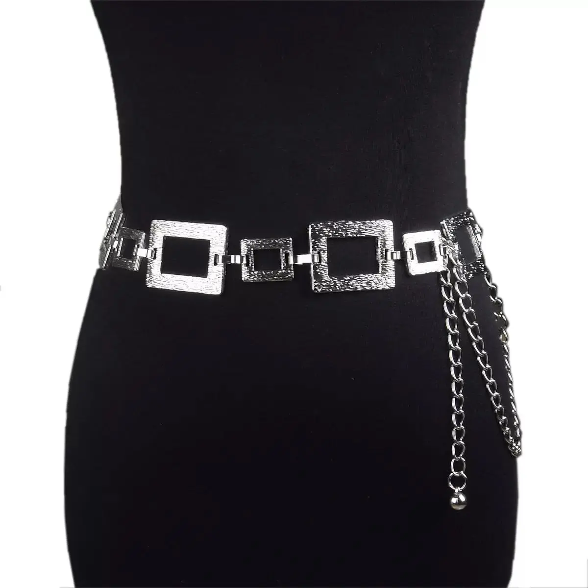 Silver Boho Chain Belt for Women Adjustable Waist Body Layering Jewelry