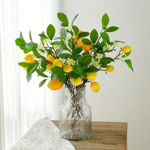 3 Packs Artificial Lemon Branches, Faux Lemon Stems with 24 Lifelike Lemons, Bendable Fake Fruit Branches for Vase, Lemon Kitchen Decor, Farmhouse Home Centerpiece Summer Decoration natural flowers