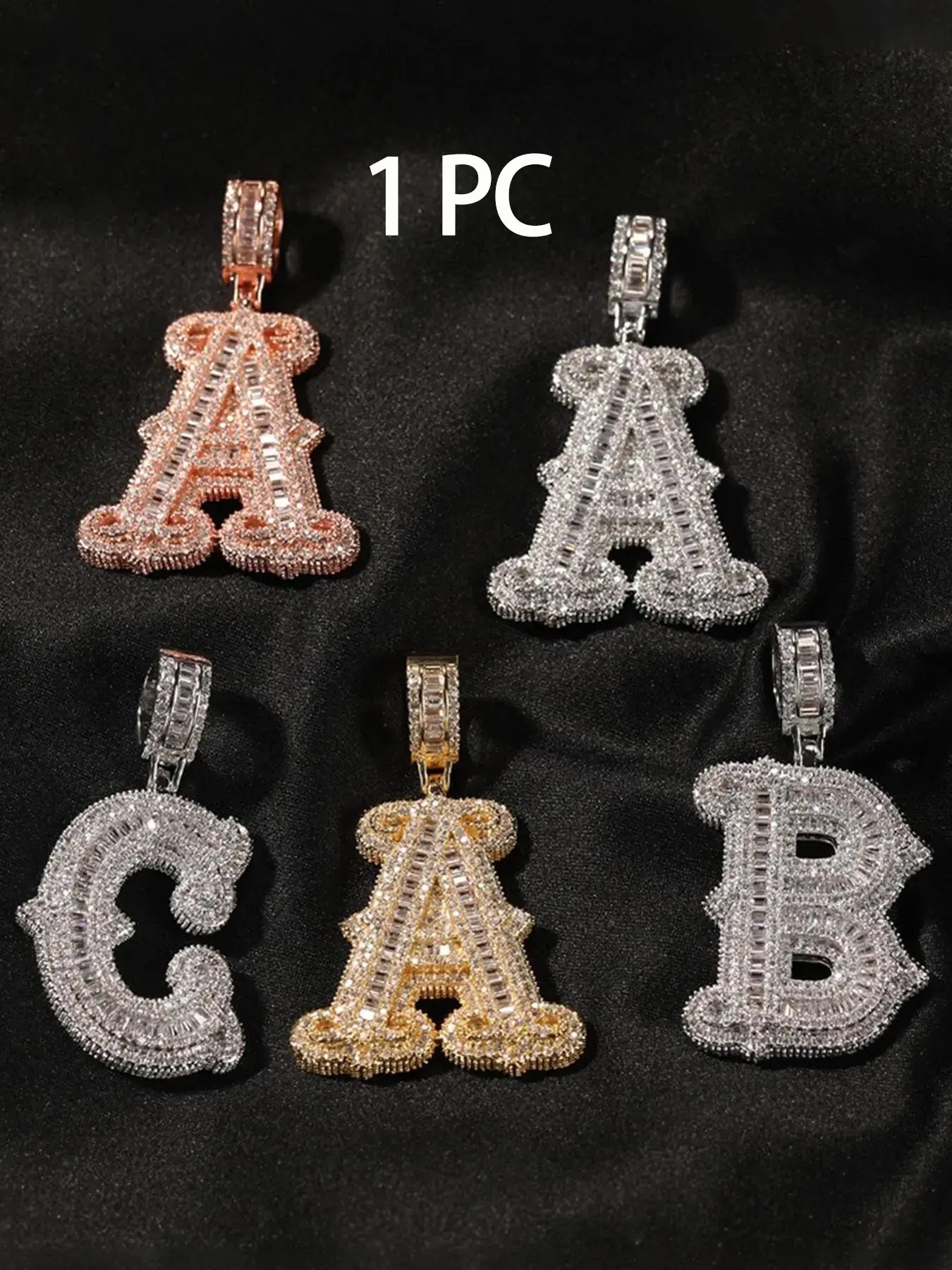 Initials Letter Pendant Necklace, Fashion Alphabet Pendant, Fashion Pendants, Rhinestone Decor Chain Necklace, Hip Hop Jewelry for Party, Daily Decor, Trendy All-match & Exquisite Jewelry, Aesthetic Jewelry Gift for Birthday Gift