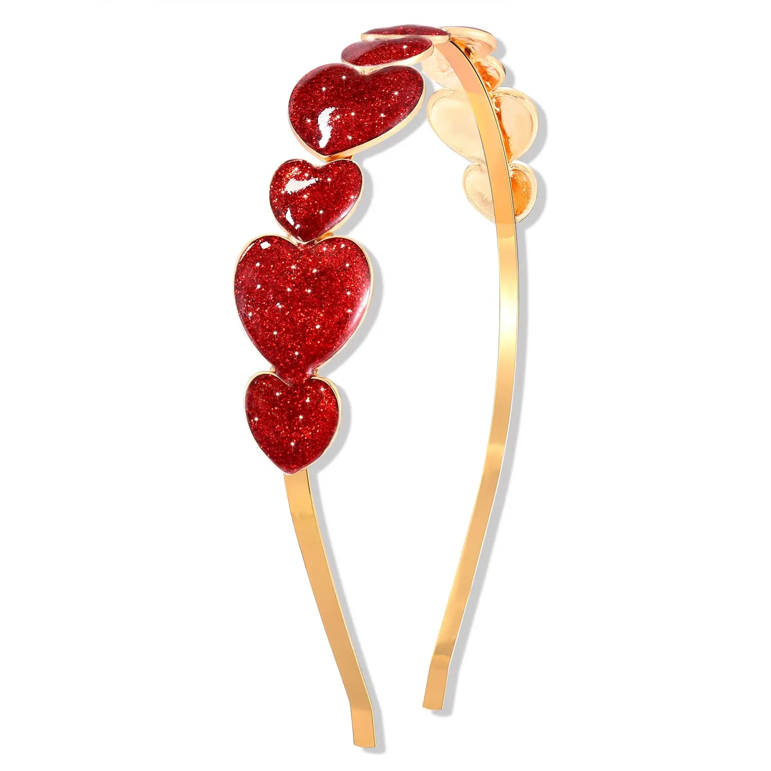 Valentine's Heart Headband Glitter Sparky Sweet Love Heart Hairband Hair Accessories for Women  Holiday  Red