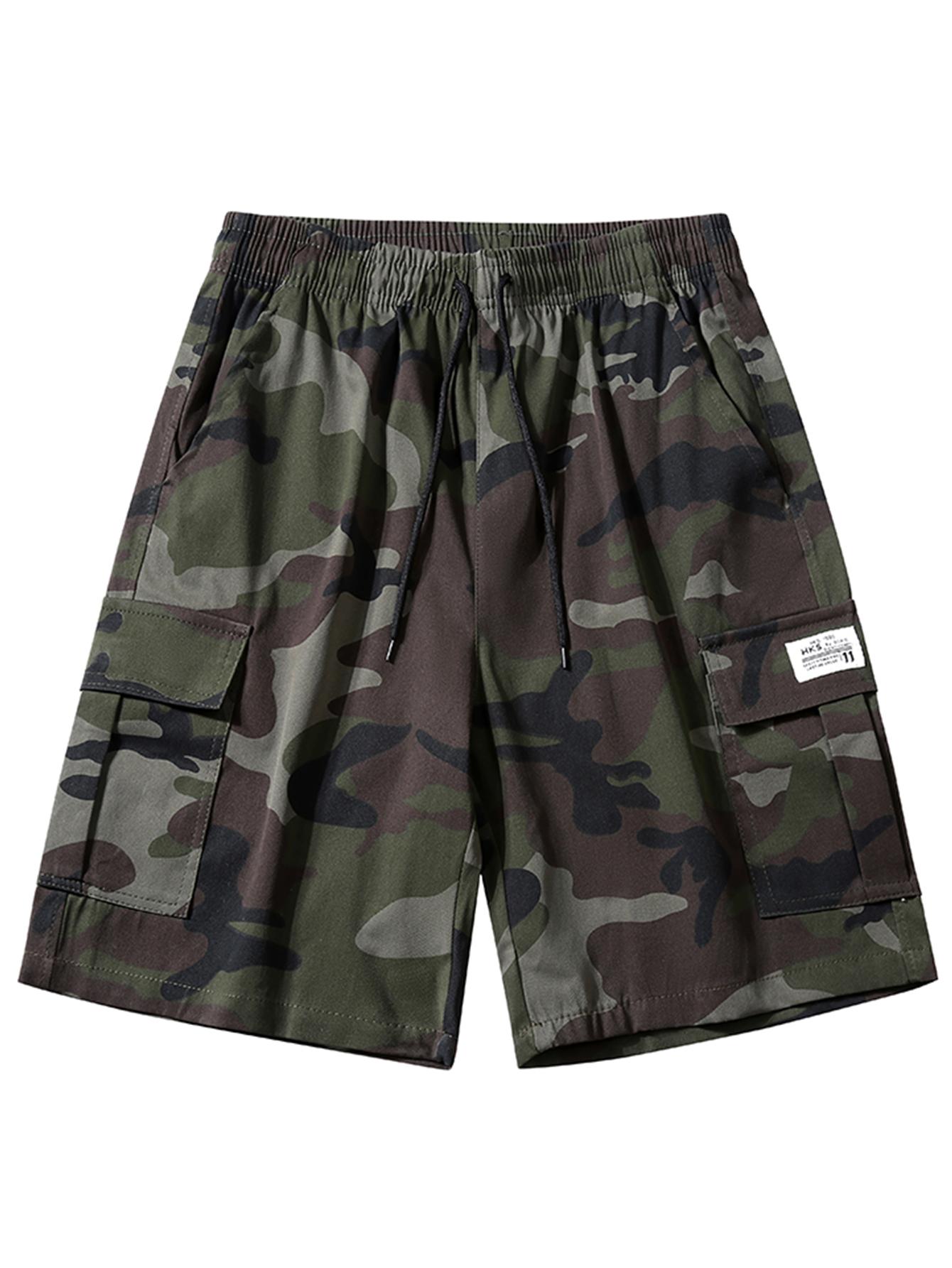 Men's new summer casual work shorts, camouflage sports capri pants, loose and casual fit, quick-drying ice silk beach shorts.