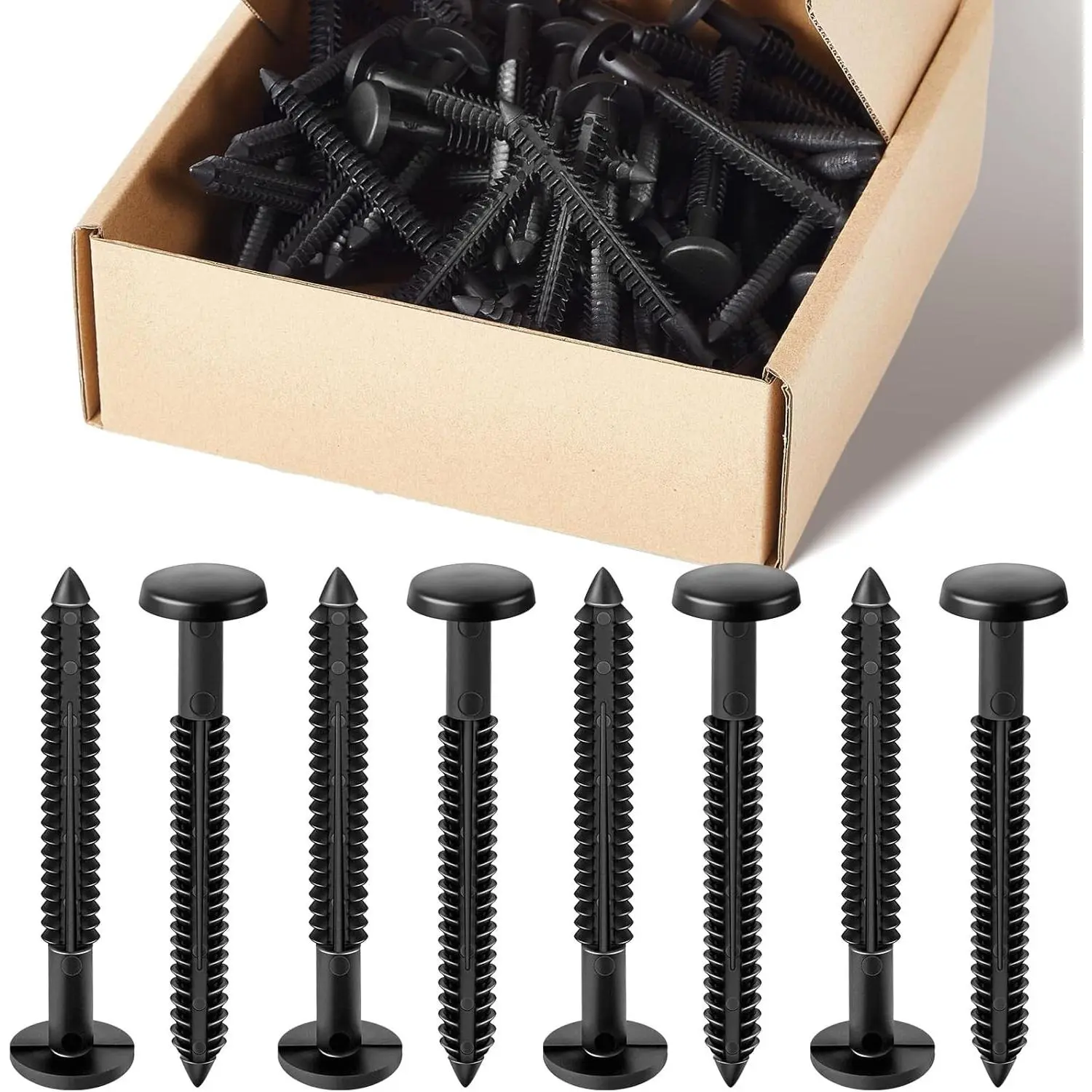 36 Pcs 3 Inch Vinyl Shutter Fastener Window Panel Peg Lok Pin Pegs Screws Shutter Spikes Anchor (Black)