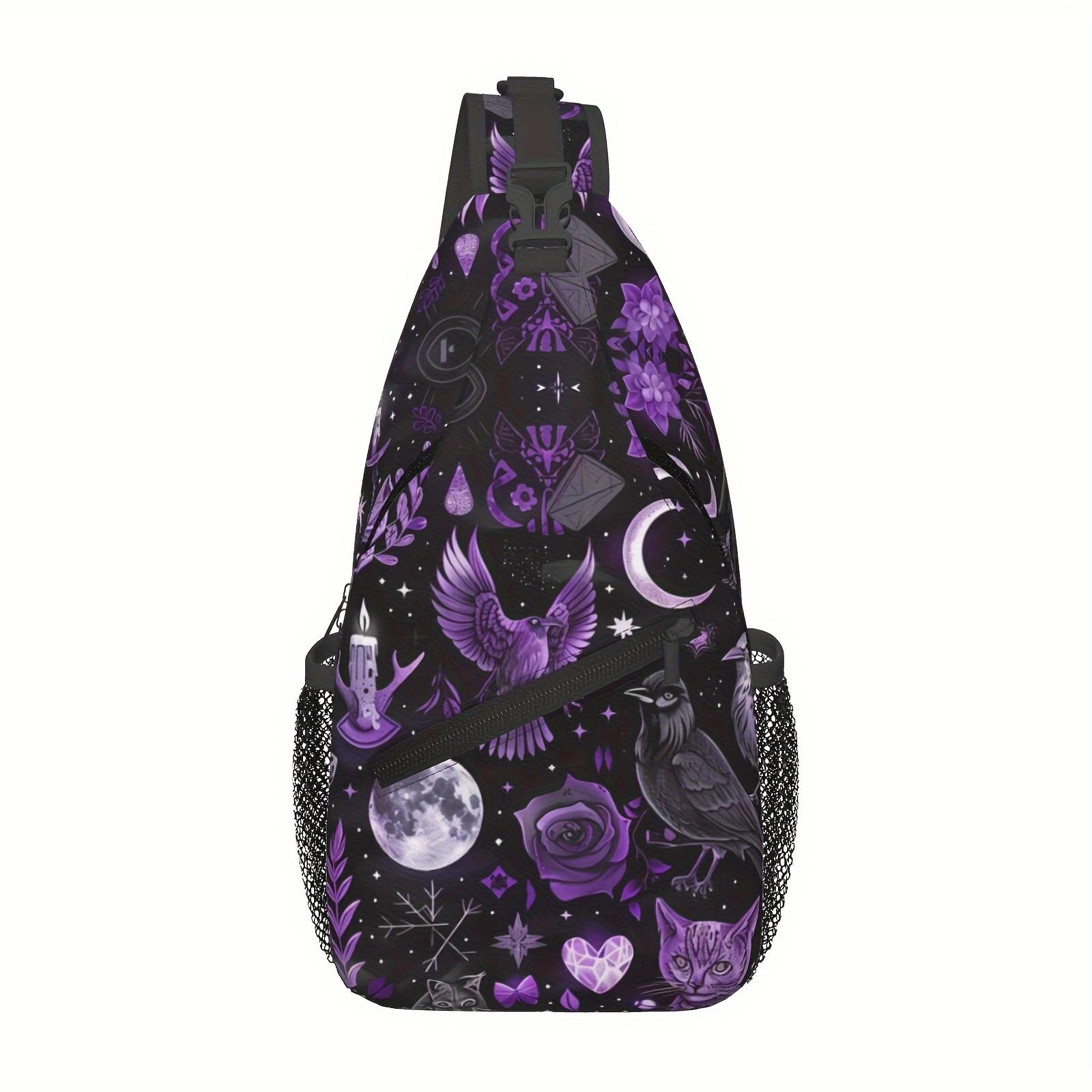 A Versatile Crossbody Chest  Suitable for Hiking, Featuring a Gothic Witchcraft Design.This Durable Shoulder  Has a Large Capacity And Is Perfect for Shopping, Leisure Travel, Beach Outings, Fishing bag