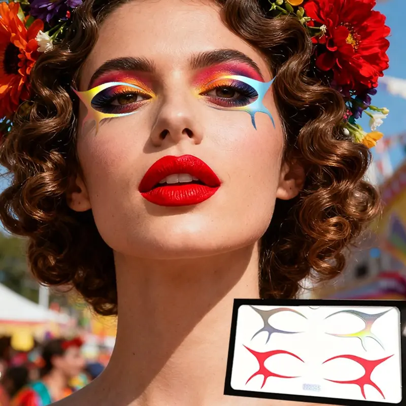 Colorful Eye and Face Makeup Stickers, Halloween Party Supplies, Women's Cosmetics Accessories, Stage Performance Props, Graduation Season, Fake Tattoos
