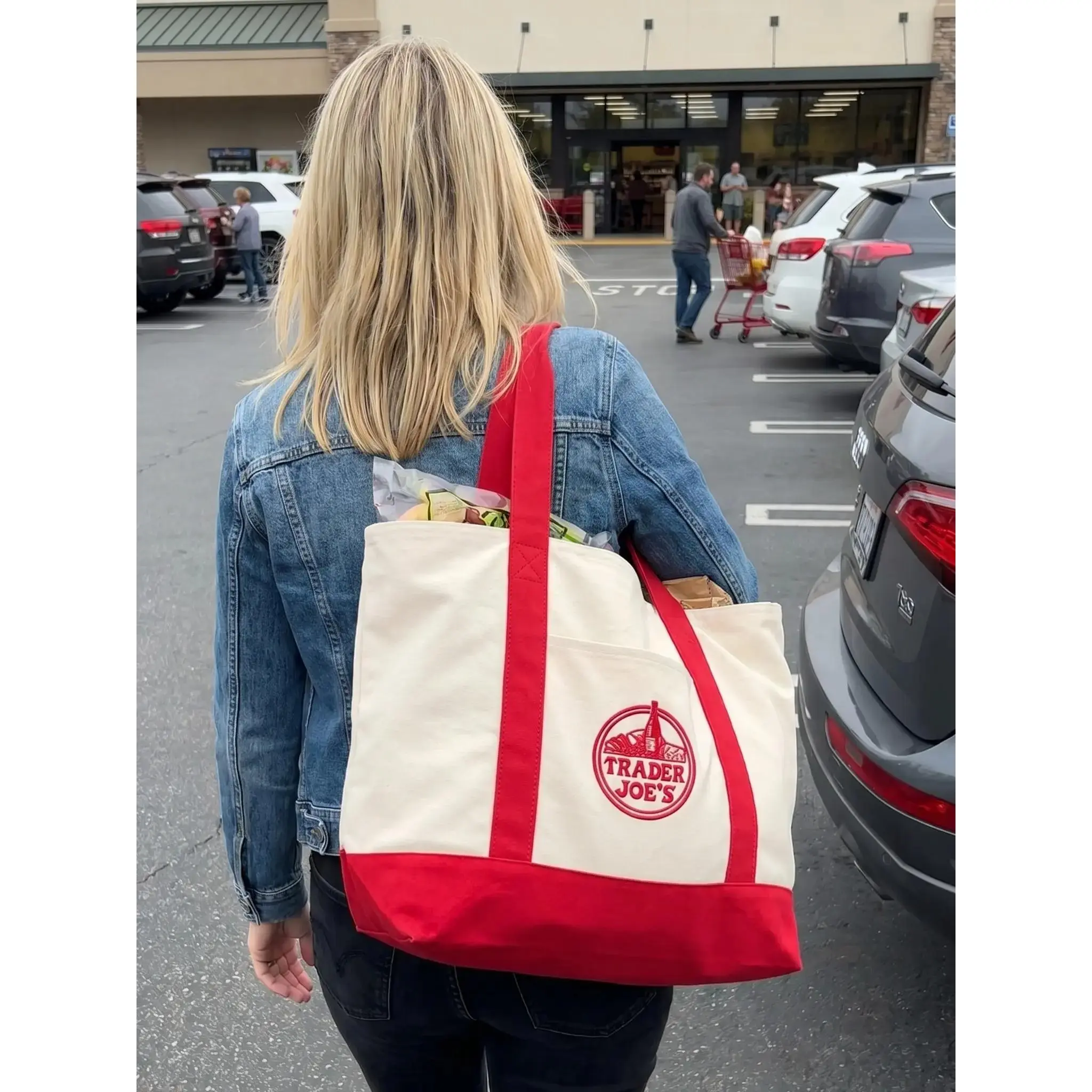 Trader Joe's Large Cyan Floral Tote Bag| Aesthetic Canvas Beach Bag for Women Large Cyan Canvas Tote Bag - Trader Joe's Floral Summer Beach Purse