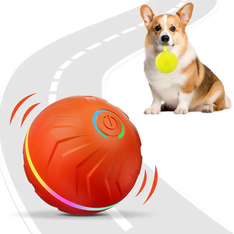 Interactive Dog Toys Ball, Moving Activated Automatic Bouncing Rolling Dog Balls with Led Lights, Smart Interactive Dog Toy for Puppy/Small/Medium Dogs & USB Rechargeable