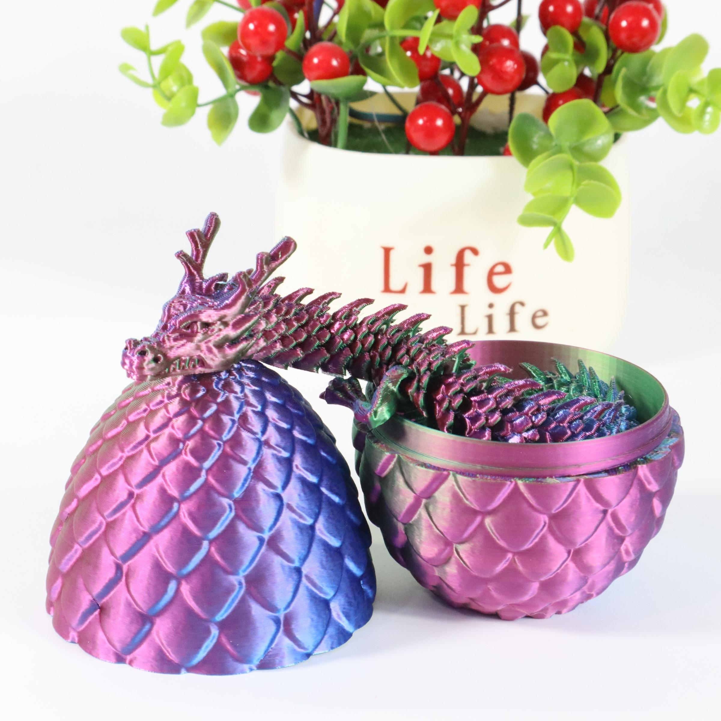 Game Of Thrones Dragon & Egg Decoration, 1 Count 3D Printed Dragon & 1 Count Egg Ornament, Stuffing Easter Eggs, Desktop Decoration for Home Office,Boys & Men gifts