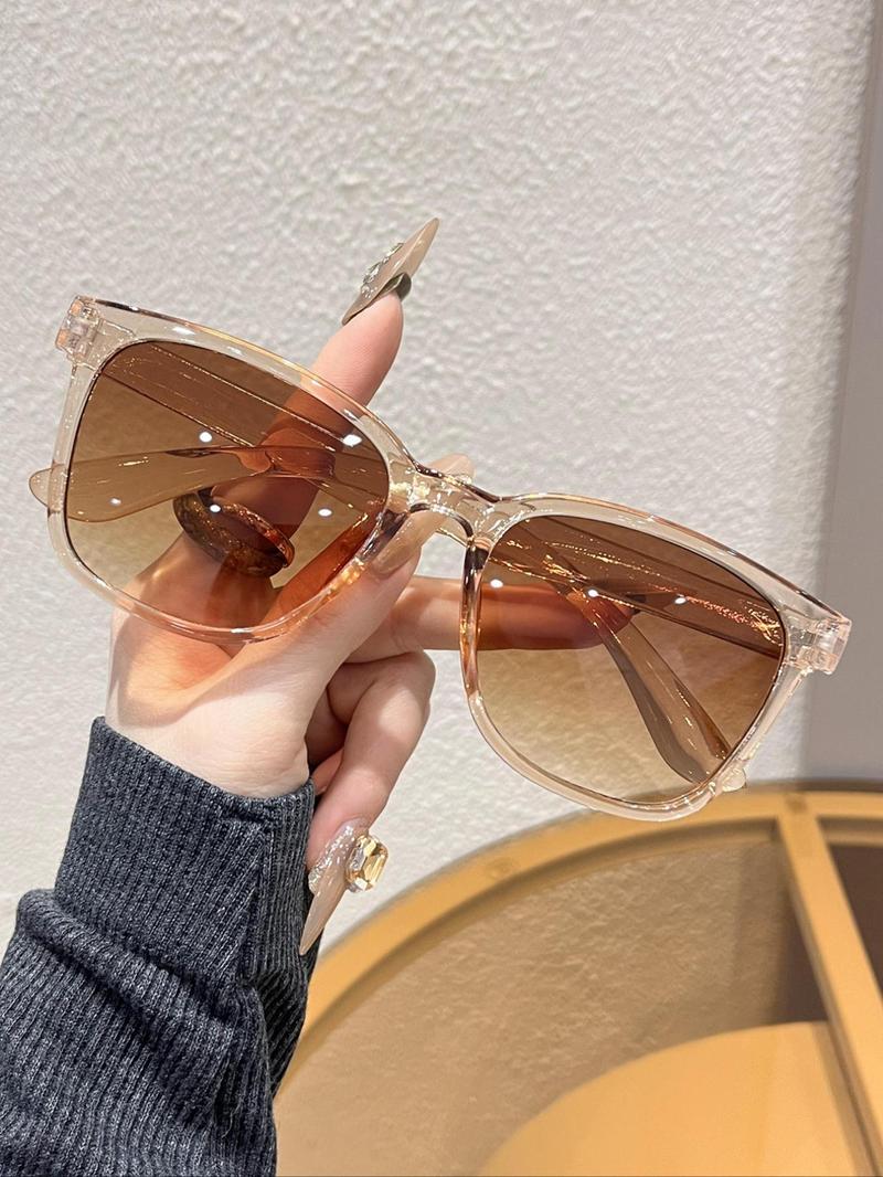 Unisex Vintage Square Frame Tinted Lenses Sunglasses, Modern Accessories for Men, Trendy Casual Leopard Print Sunglasses for Everyday Use, Fashionable Versatile Accessories for Outdoor Activities, Lightweight Durable Sunglasses