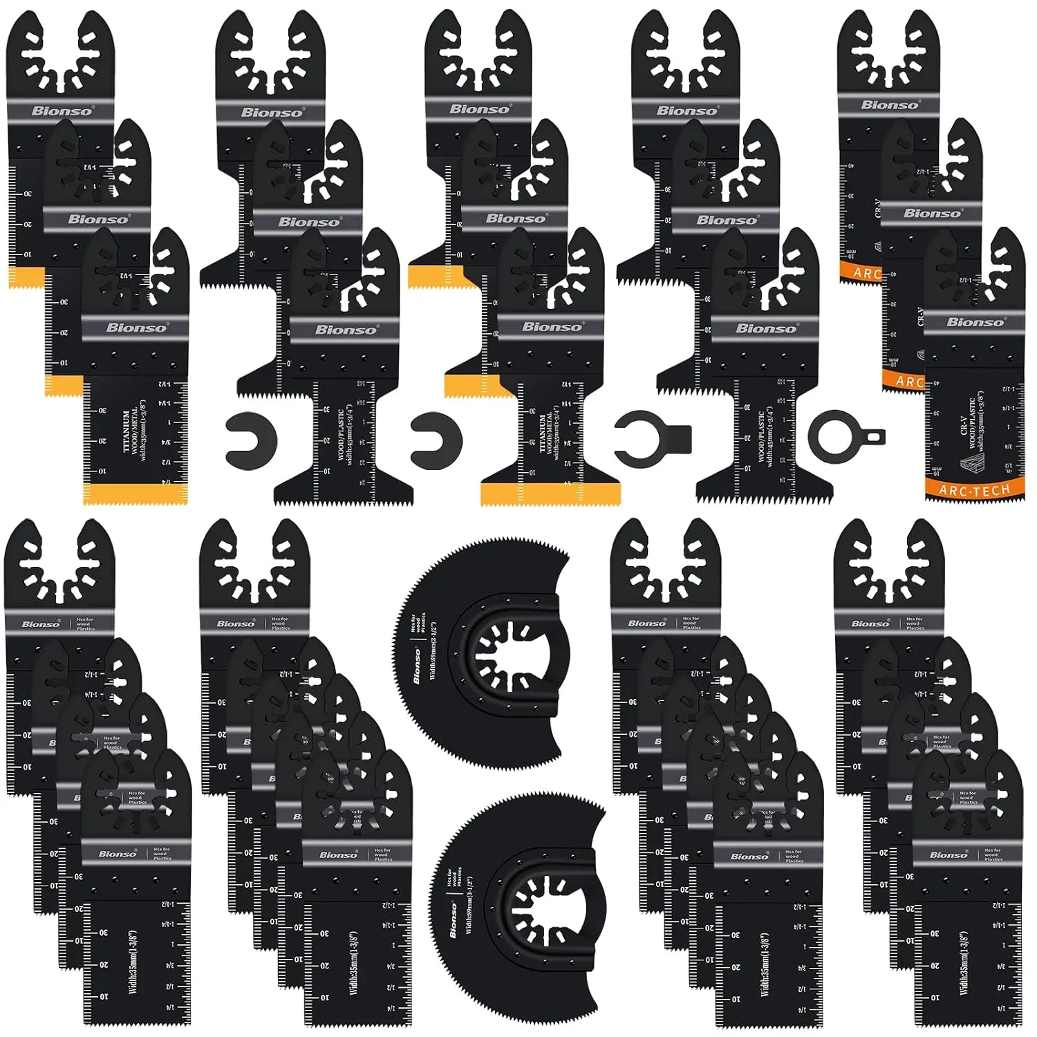 35PCS Oscillating Tool Blade Cuts Wood and Metal, Sharp and Durable Titanium Multitool Blades, Multi Tool Blades Kits, Oscillating Saw Blades Fit Dewalt Milwaukee Ryobi Makita WORX Rockwell