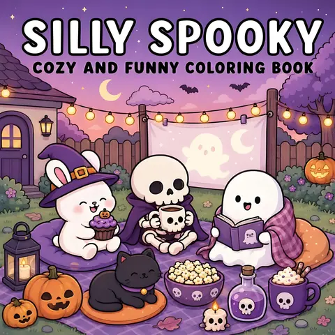 Silly Spooky Cozy And Funny Coloring Book For Adults Kids Cute Skeleton Ghost Witch Bunny Black Cat Fall Autumn Spooky Season Whimsical Halloween Stress Relief Relaxing Coloring Pages Creative Outlet Holiday Activity Gift