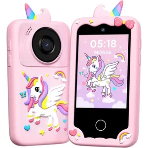 Kids Smart Phone Camera Christmas Birthday Gifts for Toddler Girls Age 3-10 Unicorn Cell Phone Preschool Learning Educational Toys with Audio Books Music Games 32G SD Card