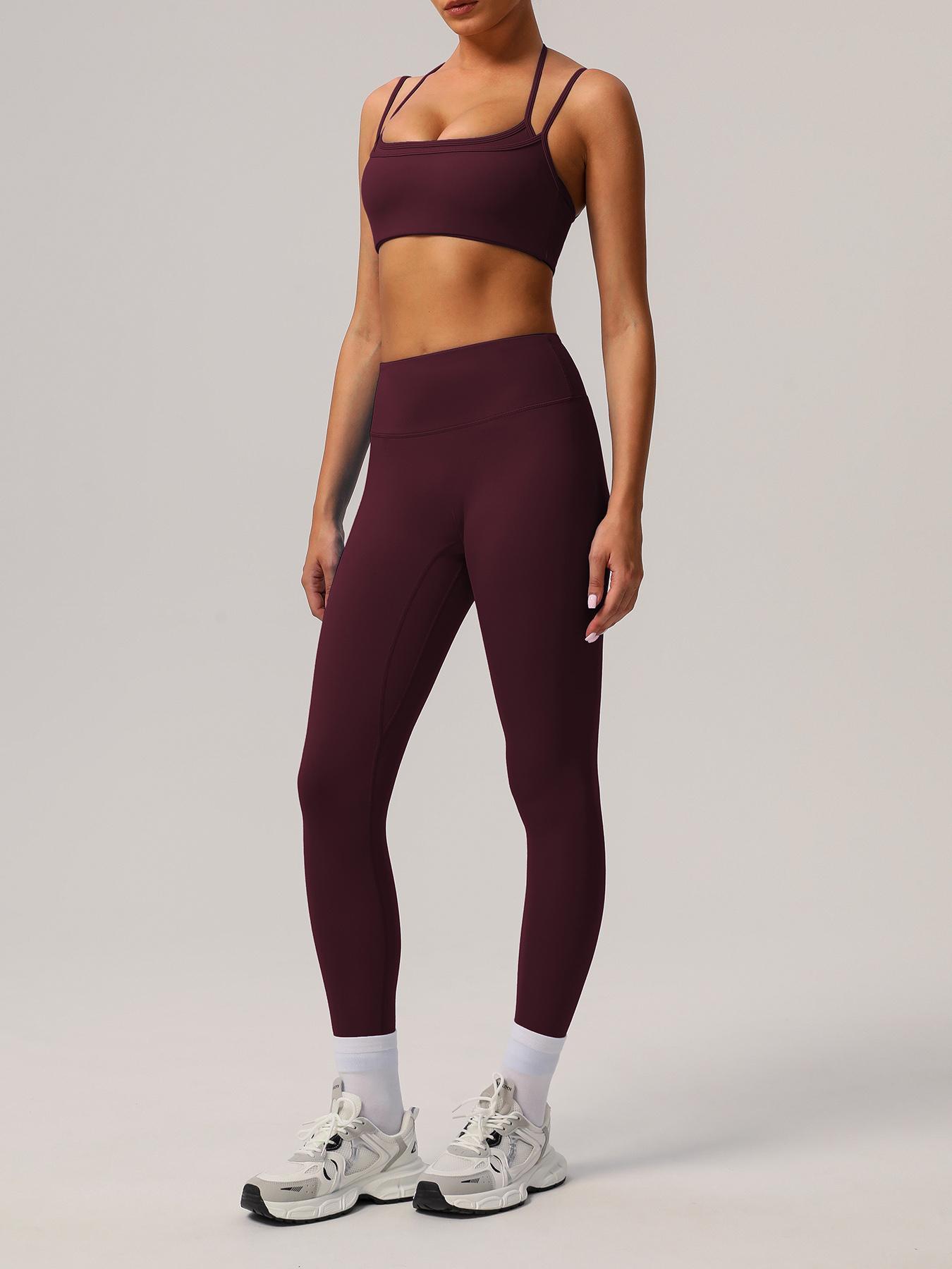 Women's Solid Crop Sports Bra & Leggings Set, Casual Comfy Breathable Two-piece Outfits for Yoga Gym Workout Running, Ladies Sportswear for Spring & Fall, Summer Activewear