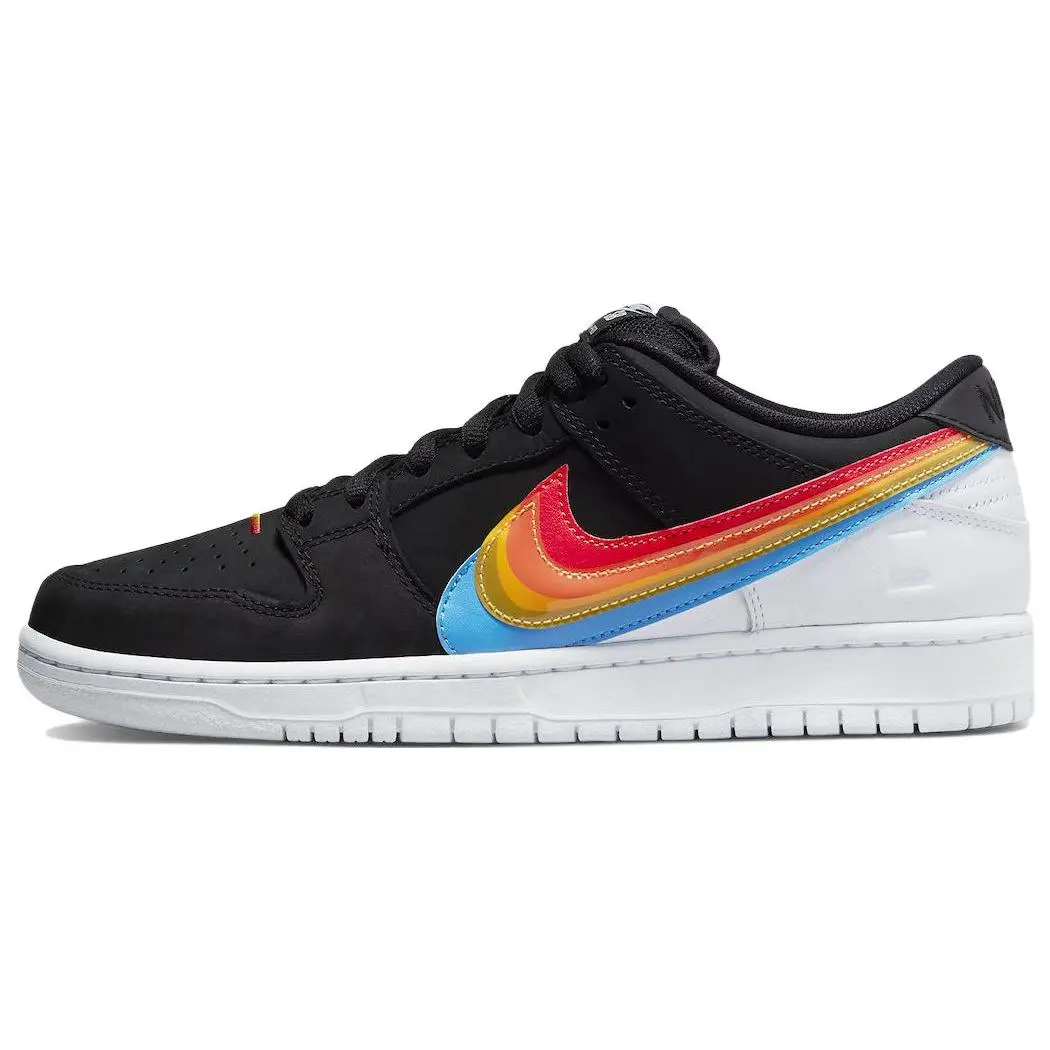 Polaroid x Nike Dunk SB Pro QS Beyond the Rainbow Leather Suede Black Rainbow Low-Top Unisex Sneakers Verifiable, with credentials and supporting global authentication