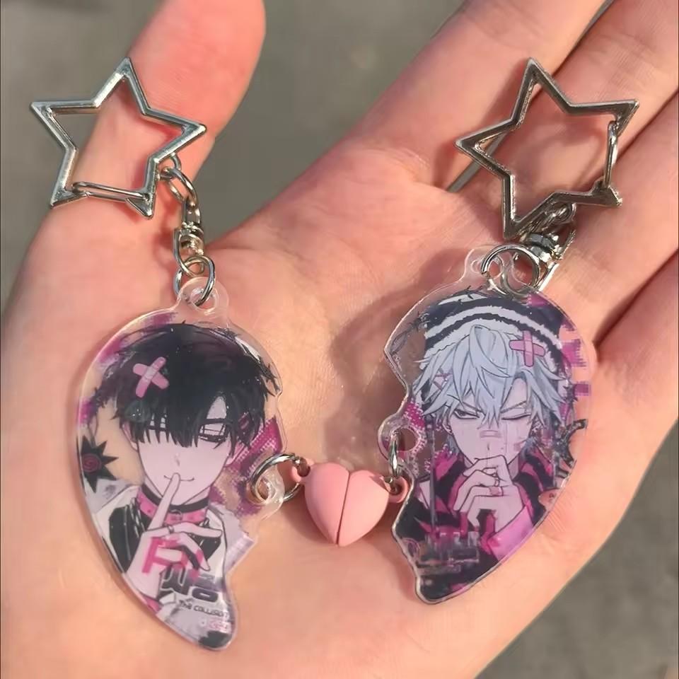 2pcs ALIEN STAGE Anime Couple Keychain Alienstage Ivan Till Luka Hyuna Magnetic Acrylic Pendant Backpack lovers Pendant Gift