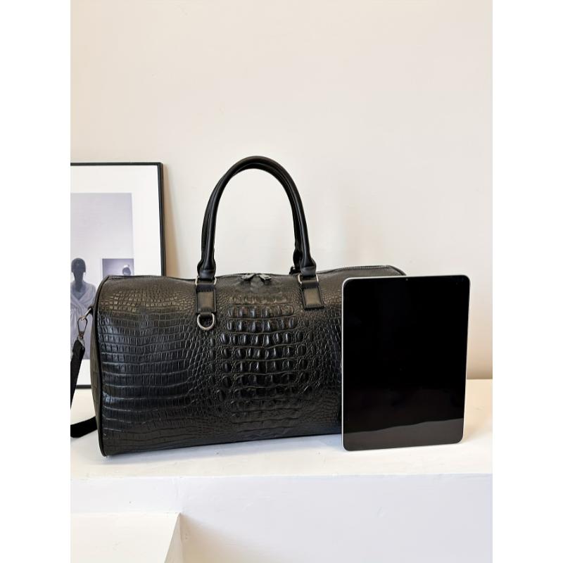 Sporty Gym Tote Bag - Crocodile Pattern Portable Sport Fitness Luggage for Short-Distance Business Trips, Overnight Stays, Sporty Gym Bags