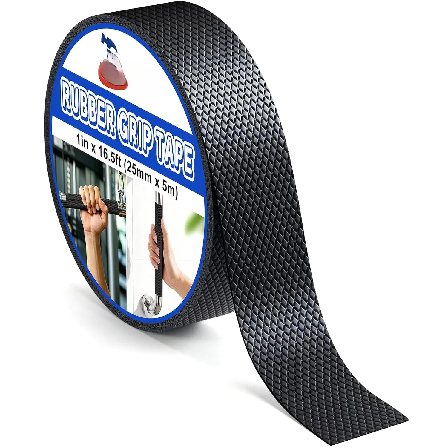 Black Anti-Slip Rubber Grip  1" x 16.5FT High Adhesive