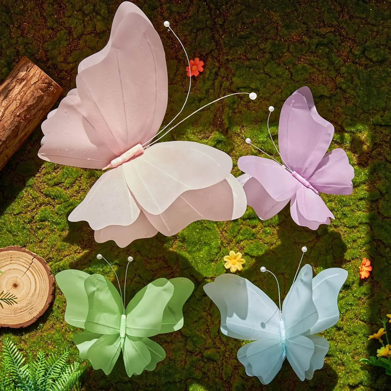 Butterfly Party Decorations,  Butterflies, Water Proof Wedding Decor,  Butterflies for  Shower Birthday Decor Party Girls, Women,  Plastic Butterfly for Wall Decor, Set of 4