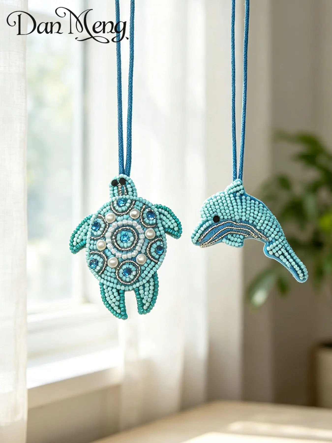 Handmade Sea Turtle Dolphin Bag Charm, Ocean Animal Car Rearview Mirror Clip, Beach Vacation Keychain Pendant, Souvenir Gift