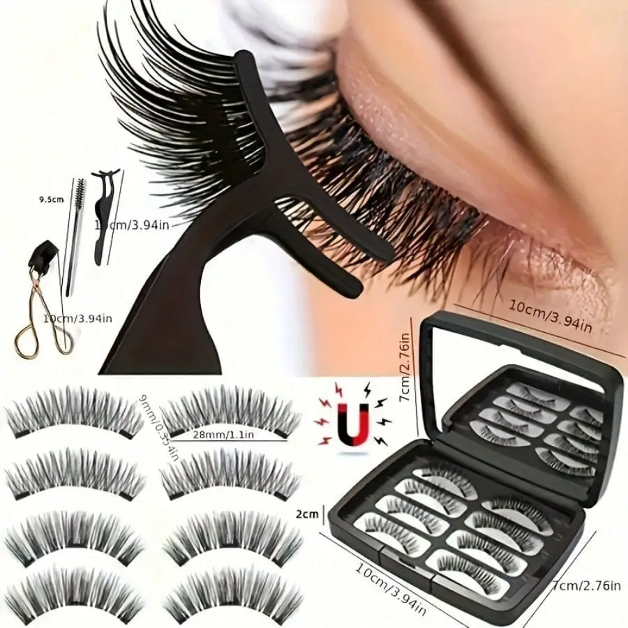 Magnetic Eyelash Curler, No Glue Needed - With 7 Times Stronger Adsorption, Stable Quantum Magnetic Eyelash Set, 3D False Eyelashes, Natural And Dense, Fragrance-Free, And Reusable.
