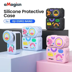 for DJI Osmo Nano Silicone Cover Case, Black/Pink/Blue, Perfet for Holiday Travel, Outdoor Sports, Ideal Gift and Festival Party, Screen and Lens Protector | Convenient Installation | Lightweight Design | Free Lens Cap Anti-Lost Lanyard & Wrist Strap