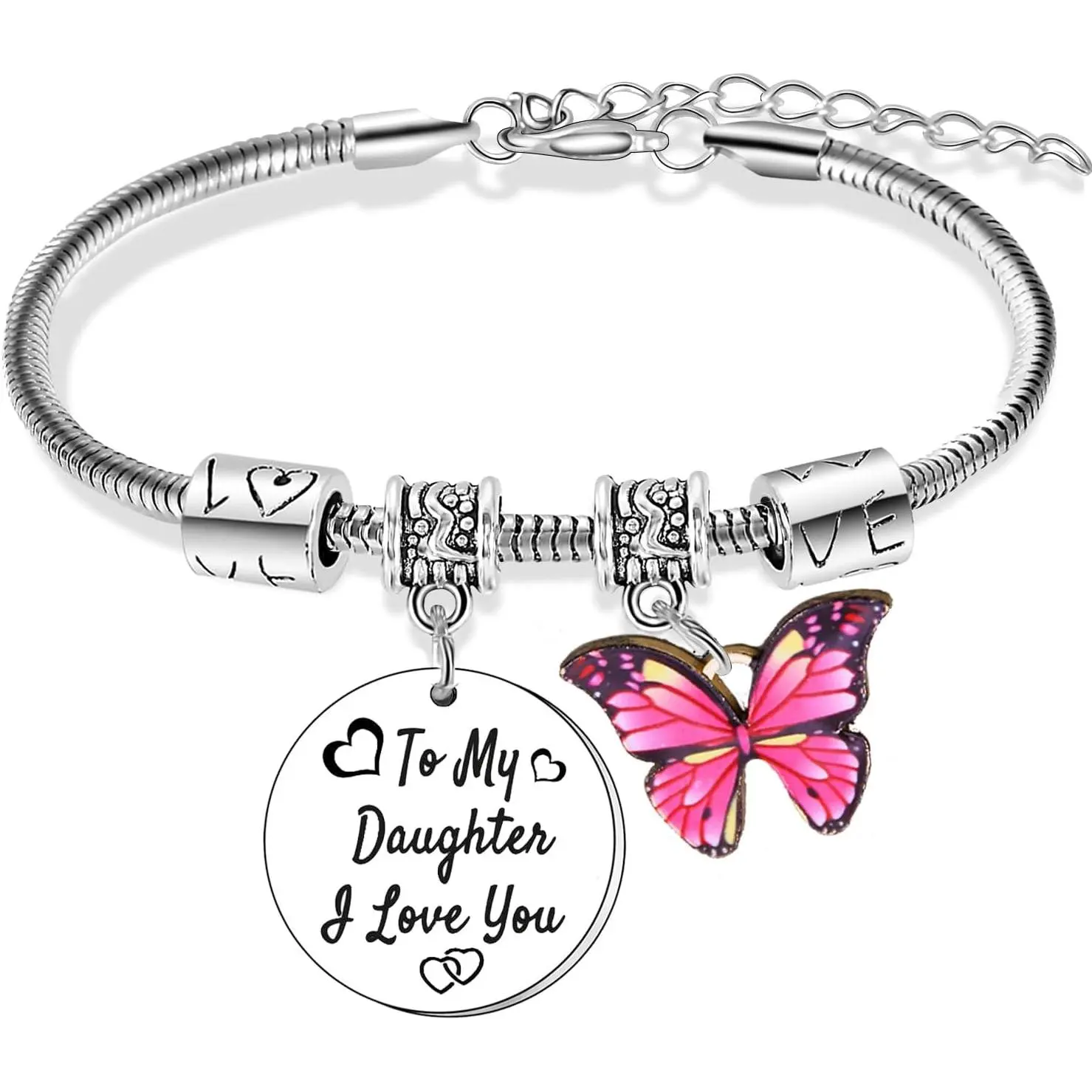 To My Daughter Bracelet I Love You Gifts for Daughter Christmas Birthday Gifts from Mom Dad  Butterfly  Bracelet for Daughter Graduation Gifts Daughters Present